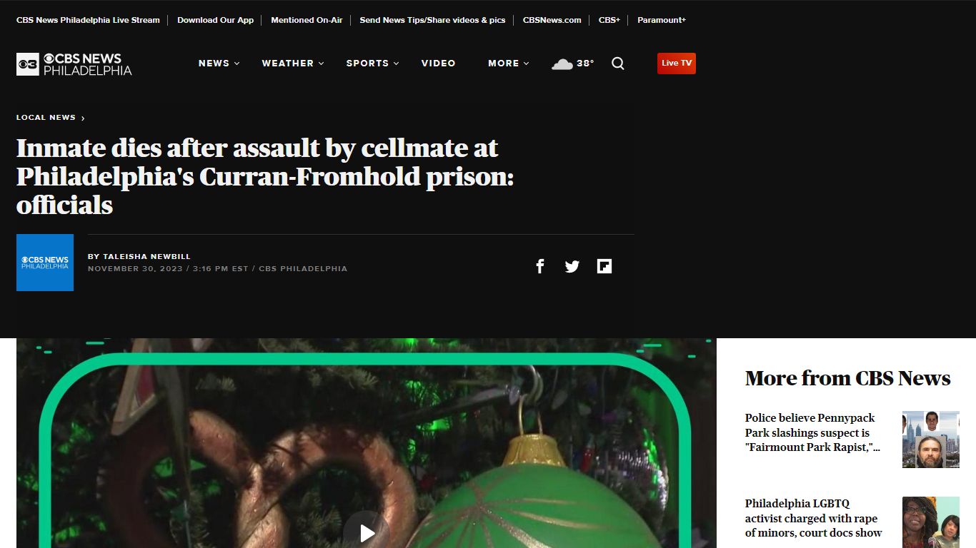Inmate dies after assault by cellmate at Philadelphia's Curran-Fromhold ...